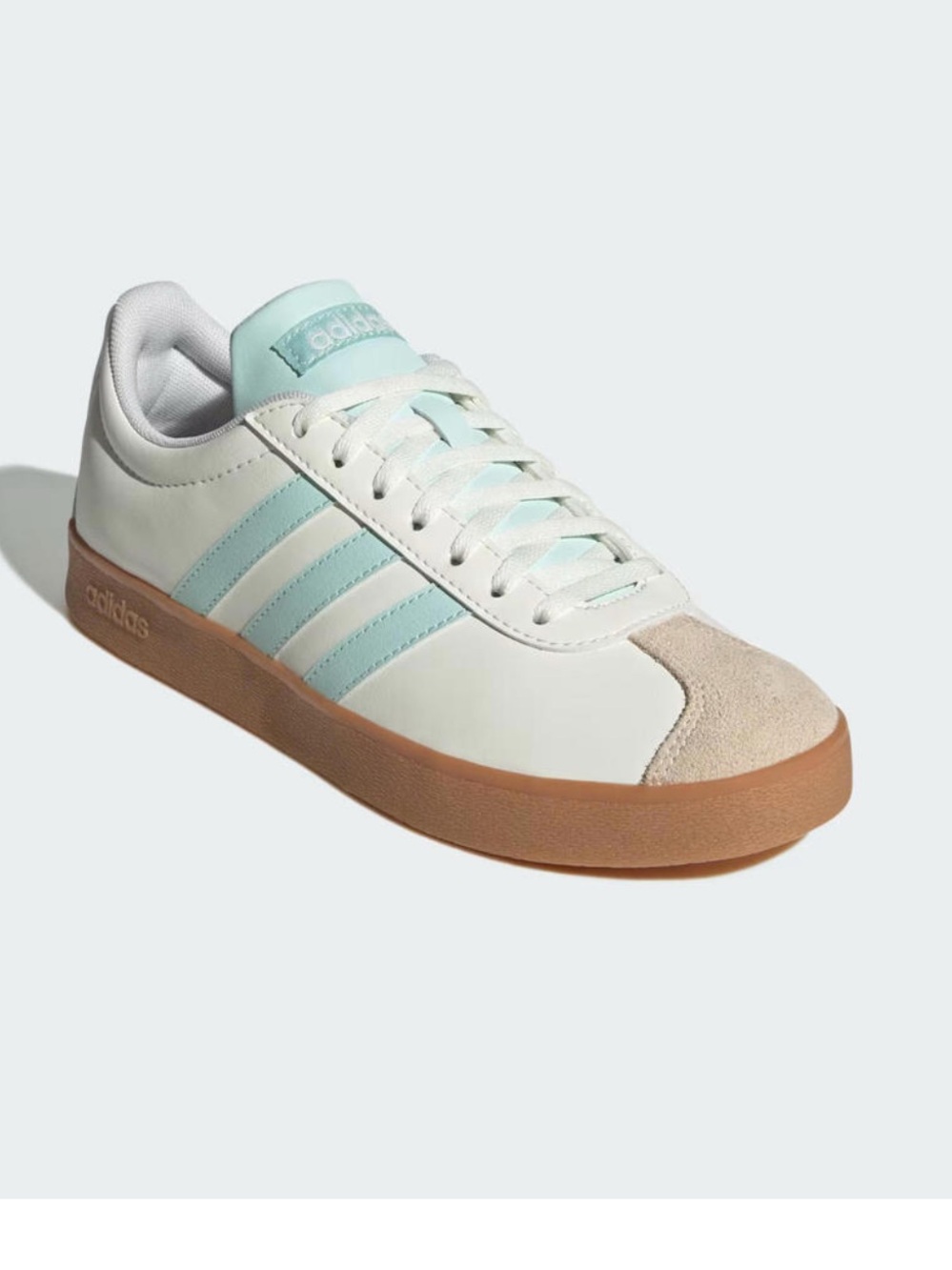 Adidas Women's VL Court Base White turquoise with Gum Sole Sneakers (7.5) - Picture 6 of 9
